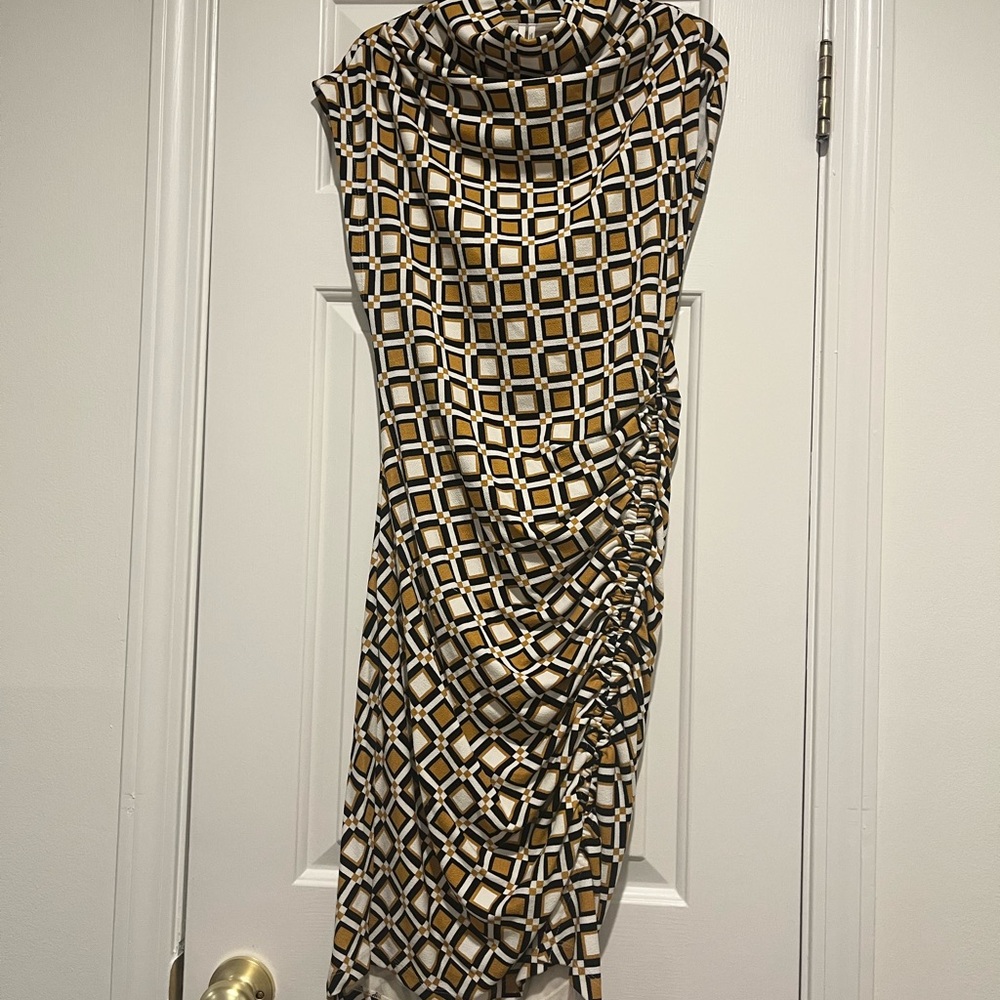 Anthropologie* New Geometric Print Dress in Black, White, and Gold